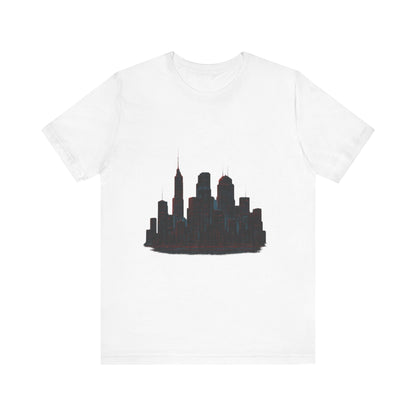 Glitched Neo-Tokyo Skyline Graphic Tee | Casual Wear, Street Style, Gift for City Lovers, Travel Enthusiasts, Summer Essentials