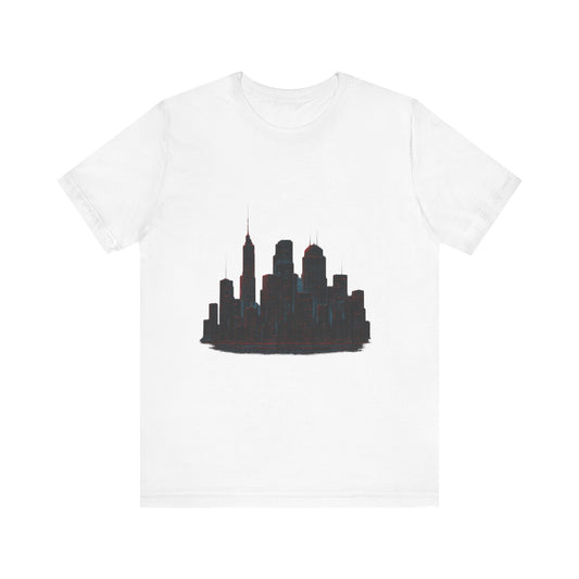 Glitched Neo-Tokyo Skyline Graphic Tee | Casual Wear, Street Style, Gift for City Lovers, Travel Enthusiasts, Summer Essentials