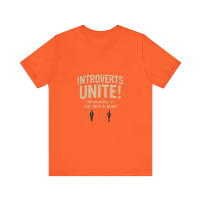 Introvert Unite Tee - Bold Text and Pixelated Figures - Unisex Jersey Short Sleeve