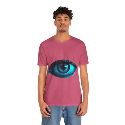 Distorted Cybernetic Gaze Eye-Catching Unisex Tee: Unique Graphic Tee, Perfect for Casual Wear, Eye Design Shirt, Trendy Gift, Statement Fashion