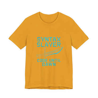 Syntax Slayer Unisex Tee, Gift for Programmers, Coding Humor Shirt, Tech Lover Apparel, Geeky Birthday Present, Computer Science Gift