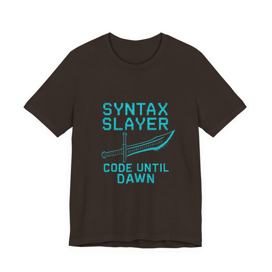 Syntax Slayer Unisex Tee, Gift for Programmers, Coding Humor Shirt, Tech Lover Apparel, Geeky Birthday Present, Computer Science Gift