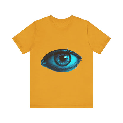 Distorted Cybernetic Gaze Eye-Catching Unisex Tee: Unique Graphic Tee, Perfect for Casual Wear, Eye Design Shirt, Trendy Gift, Statement Fashion