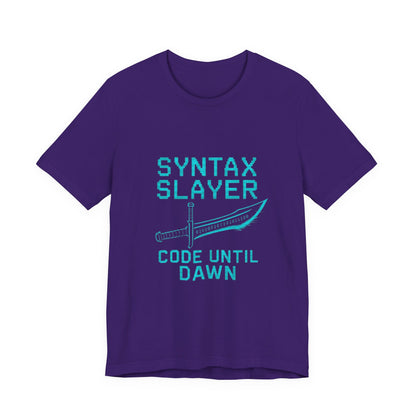 Syntax Slayer Unisex Tee, Gift for Programmers, Coding Humor Shirt, Tech Lover Apparel, Geeky Birthday Present, Computer Science Gift