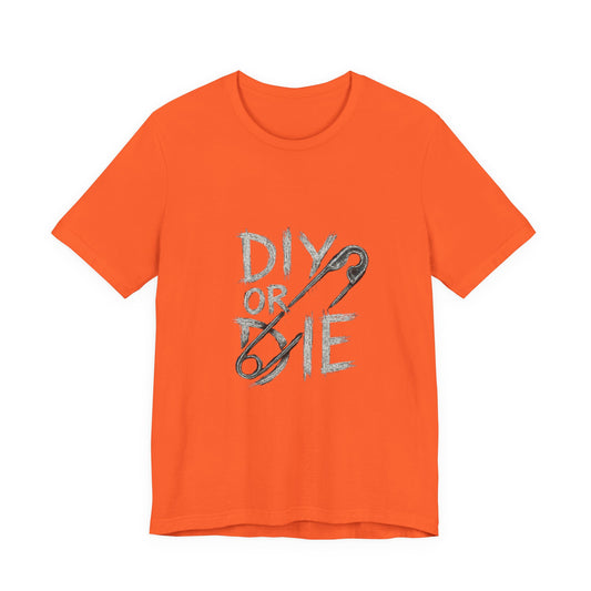 Punk Tee with Hand-Drawn Text and Glitched Safety Pin