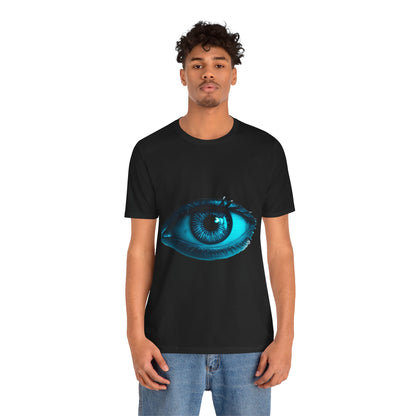 Distorted Cybernetic Gaze Eye-Catching Unisex Tee: Unique Graphic Tee, Perfect for Casual Wear, Eye Design Shirt, Trendy Gift, Statement Fashion