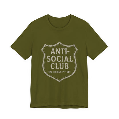Graphic Tee Shirt - Anti-Social Club Badge Distressed Glitched Design
