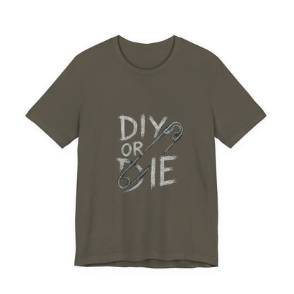 Punk Tee with Hand-Drawn Text and Glitched Safety Pin