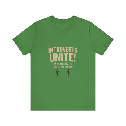 Introvert Unite Tee - Bold Text and Pixelated Figures - Unisex Jersey Short Sleeve