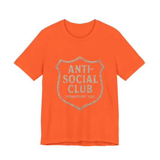 Graphic Tee Shirt - Anti-Social Club Badge Distressed Glitched Design