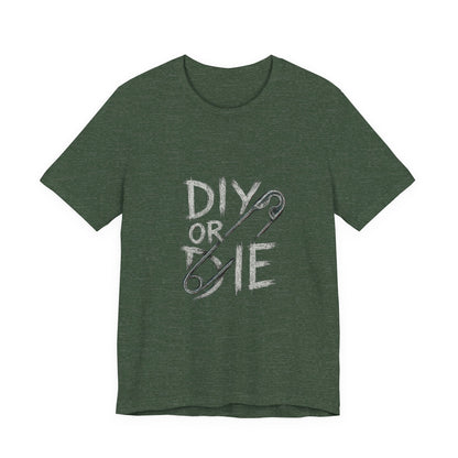 Punk Tee with Hand-Drawn Text and Glitched Safety Pin
