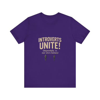 Introvert Unite Tee - Bold Text and Pixelated Figures - Unisex Jersey Short Sleeve