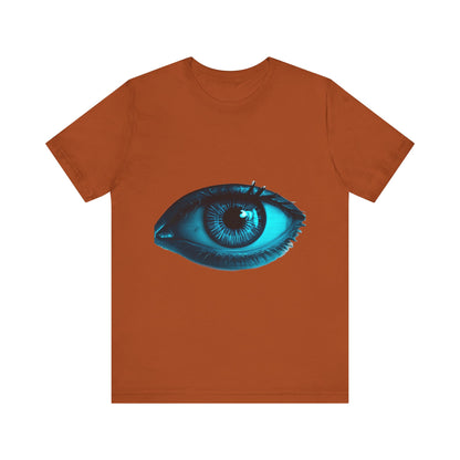 Distorted Cybernetic Gaze Eye-Catching Unisex Tee: Unique Graphic Tee, Perfect for Casual Wear, Eye Design Shirt, Trendy Gift, Statement Fashion