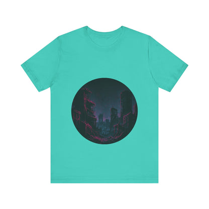 Urban Decay, Neon Dreams Tee - Unisex Short Sleeve Shirt, Modern Graphic Tee, Streetwear, Casual Outfit, Gift for Art Lovers, Cityscape Design