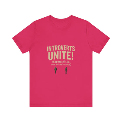 Introvert Unite Tee - Bold Text and Pixelated Figures - Unisex Jersey Short Sleeve
