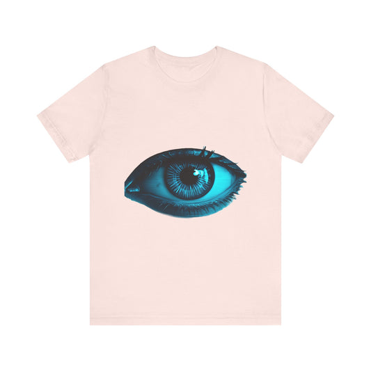 Distorted Cybernetic Gaze Eye-Catching Unisex Tee: Unique Graphic Tee, Perfect for Casual Wear, Eye Design Shirt, Trendy Gift, Statement Fashion