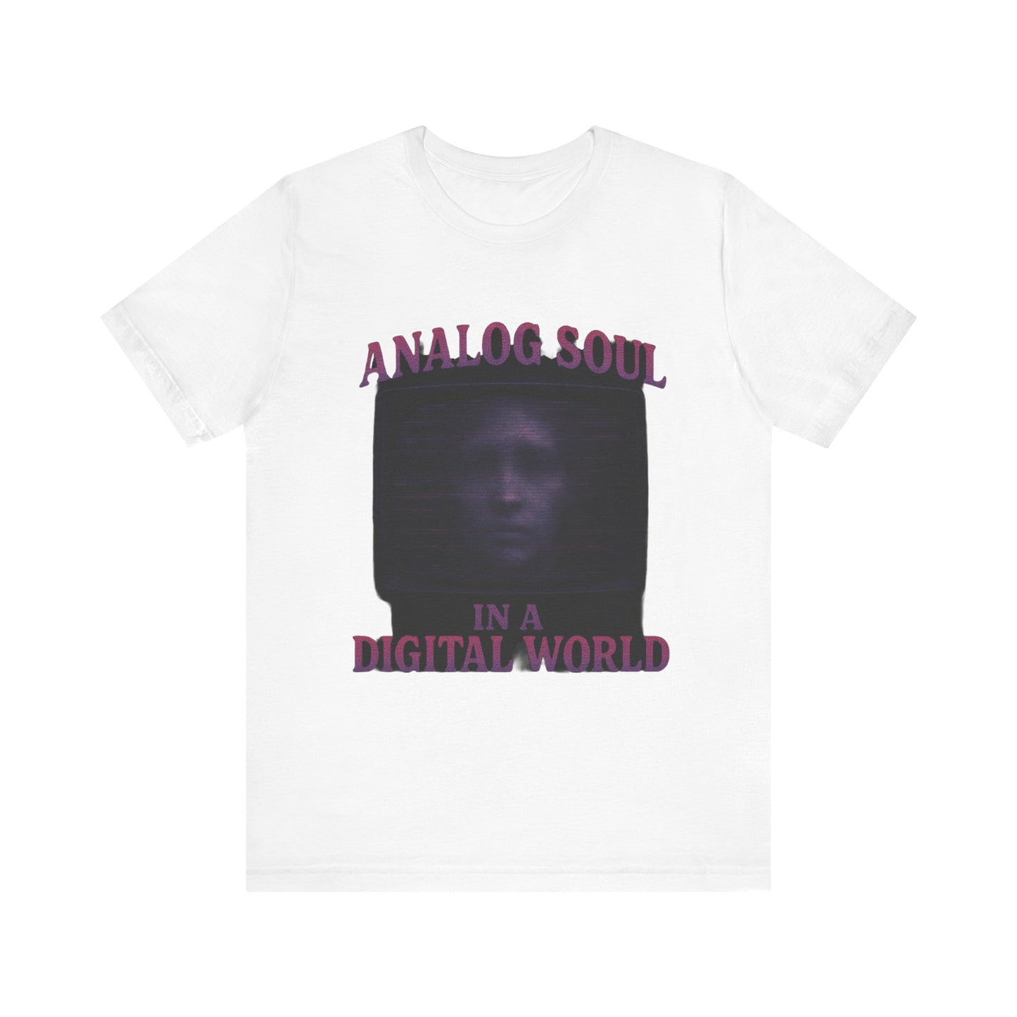 Analog Soul in a Digital World Unisex Jersey Tee, Vintage Graphic T-Shirt, Retro Aesthetic Shirt, Casual Wear, Gift for Tech Lovers, Unisex Fashion