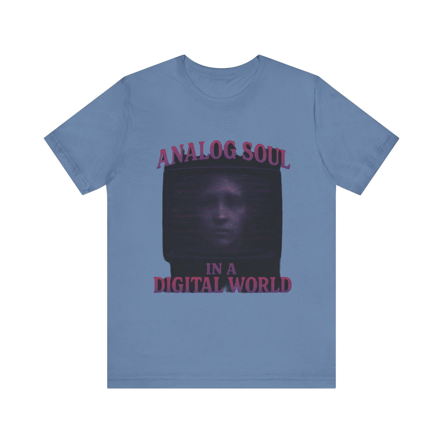 Analog Soul in a Digital World Unisex Jersey Tee, Vintage Graphic T-Shirt, Retro Aesthetic Shirt, Casual Wear, Gift for Tech Lovers, Unisex Fashion