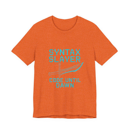 Syntax Slayer Unisex Tee, Gift for Programmers, Coding Humor Shirt, Tech Lover Apparel, Geeky Birthday Present, Computer Science Gift