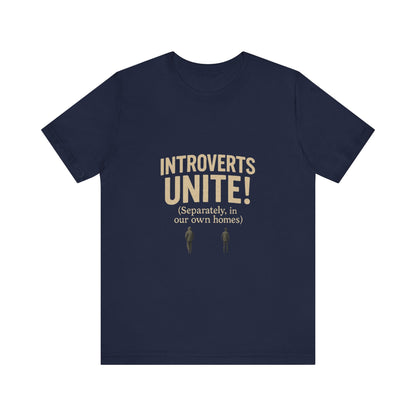 Introvert Unite Tee - Bold Text and Pixelated Figures - Unisex Jersey Short Sleeve