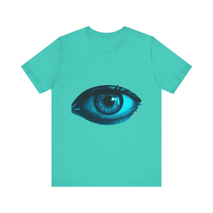 Distorted Cybernetic Gaze Eye-Catching Unisex Tee: Unique Graphic Tee, Perfect for Casual Wear, Eye Design Shirt, Trendy Gift, Statement Fashion