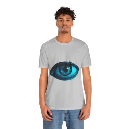 Distorted Cybernetic Gaze Eye-Catching Unisex Tee: Unique Graphic Tee, Perfect for Casual Wear, Eye Design Shirt, Trendy Gift, Statement Fashion