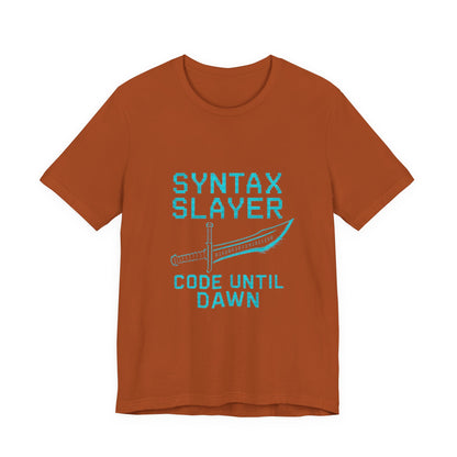 Syntax Slayer Unisex Tee, Gift for Programmers, Coding Humor Shirt, Tech Lover Apparel, Geeky Birthday Present, Computer Science Gift