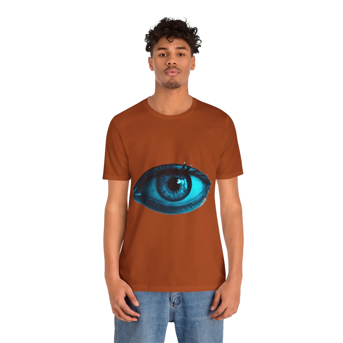 Distorted Cybernetic Gaze Eye-Catching Unisex Tee: Unique Graphic Tee, Perfect for Casual Wear, Eye Design Shirt, Trendy Gift, Statement Fashion