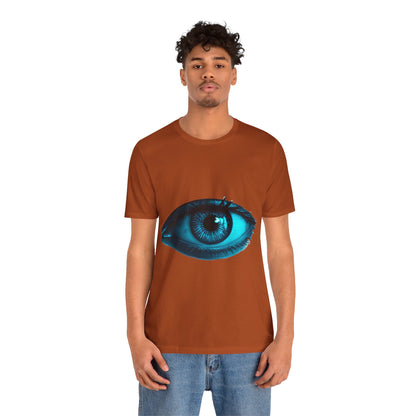 Distorted Cybernetic Gaze Eye-Catching Unisex Tee: Unique Graphic Tee, Perfect for Casual Wear, Eye Design Shirt, Trendy Gift, Statement Fashion