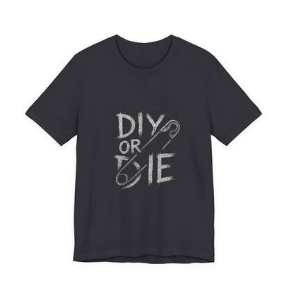 Punk Tee with Hand-Drawn Text and Glitched Safety Pin